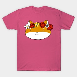 Flower Crown Shiba Face T-Shirt